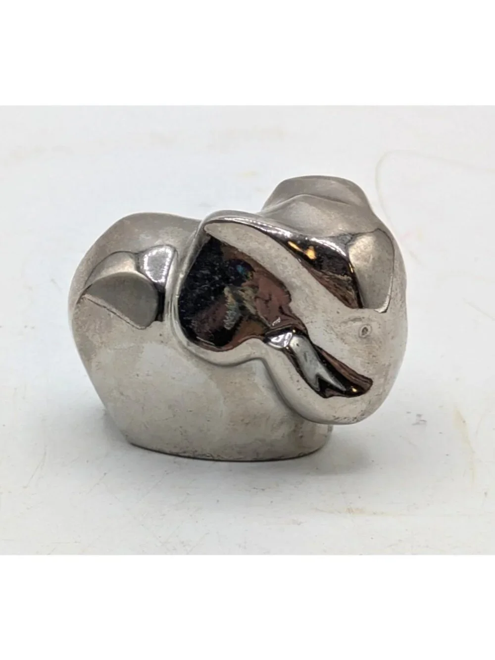 Dansk Mom and Baby Elephant Miniature Paperweights Figurines Chrome Silver